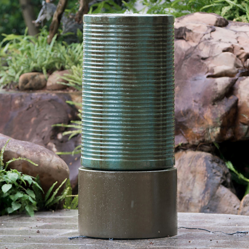 Concrete Ribbed Tower Fountain