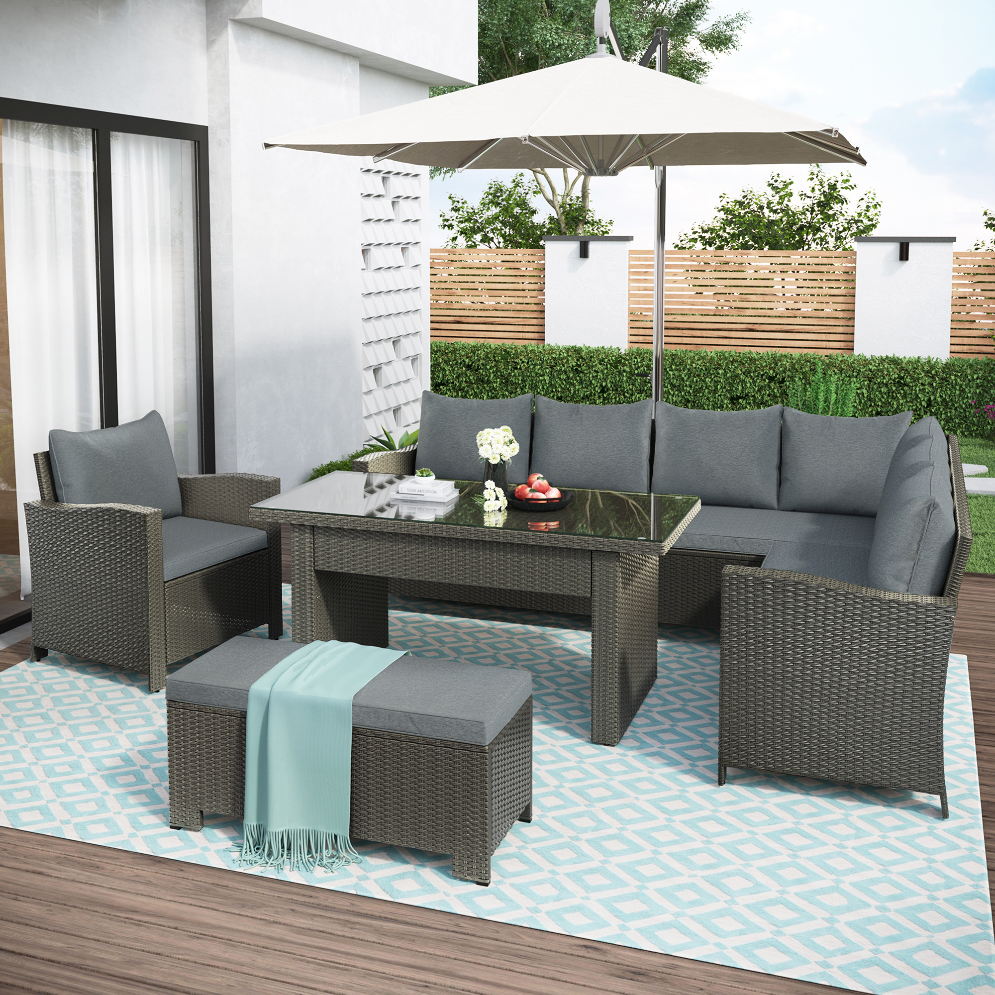 Patio conversation set online with umbrella