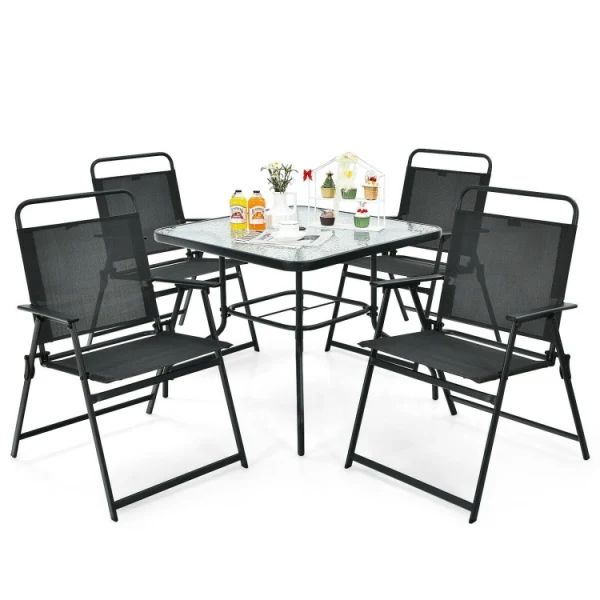 6 Pieces Patio Dining Set with Umbrella