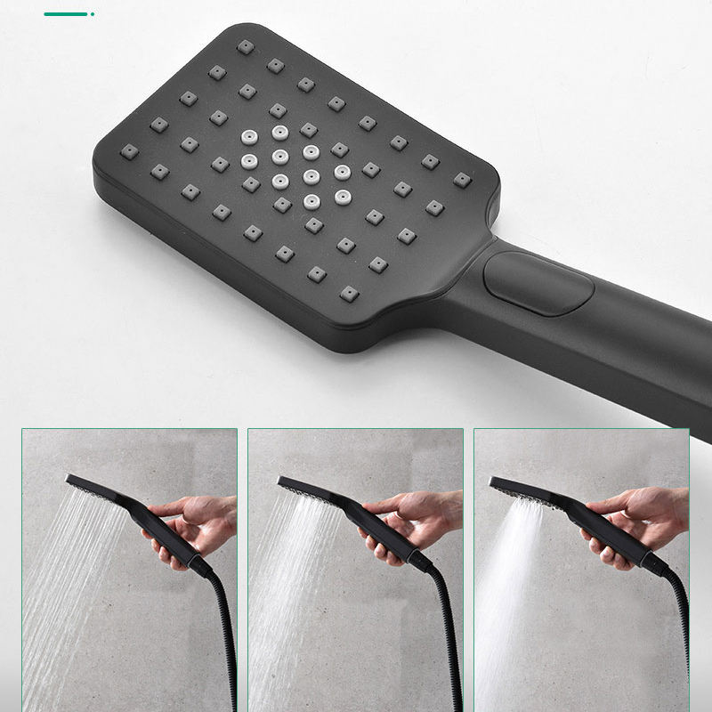 3 function matte black hand shower rain shower massage plastic hand shower brass bracket stainless steel hose