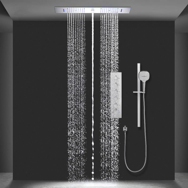Music LED Thermostatic Massage Shower System Remote Controlled LED Chrome