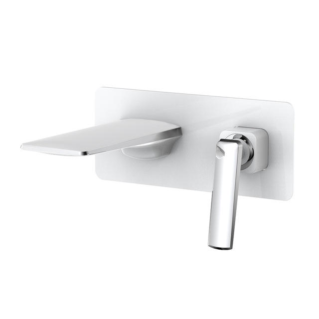 Contemporary Single Handle Wall Mounted Solid Brass Bathroom Sink Faucet