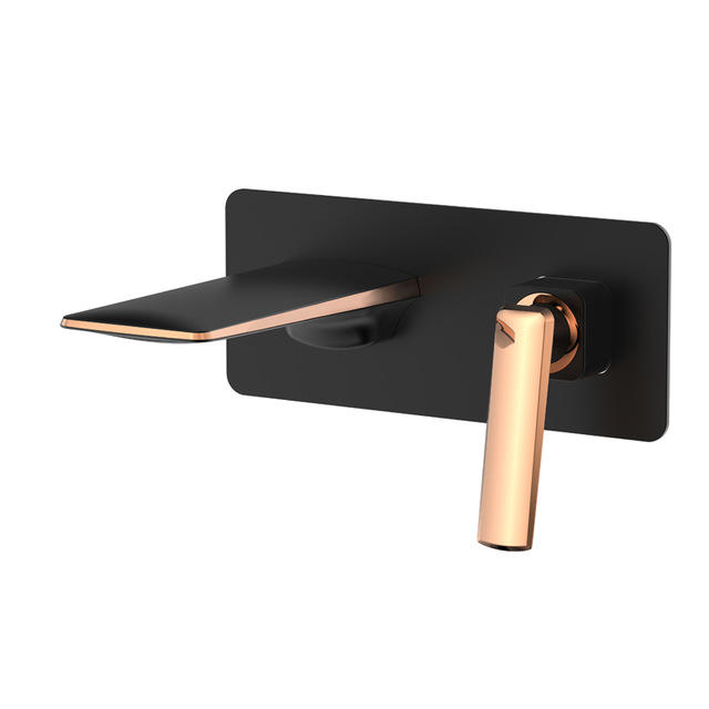 Contemporary Single Handle Wall Mounted Solid Brass Bathroom Sink Faucet