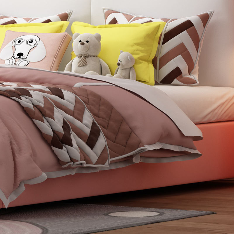 Cute Platform Frame Upholstered Bed with Rabbit Headboard PU Leather Platform Bed Frame.Designed for Baby Safety and Comfort, Children Love The Look