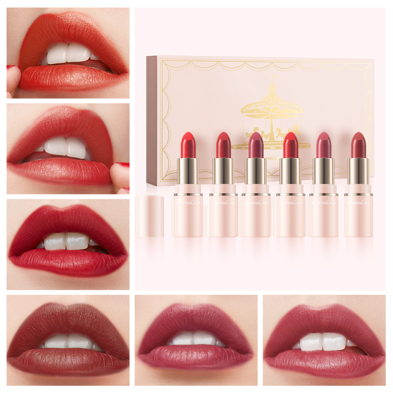 CARSLAN Creamy Lipstick Set, Highly Pigmented and Creamy Finish Lip Makeup, Moisturizing Semi-Matte Lipstick, Lip Makeup Kit Gift Sets for Women Girls