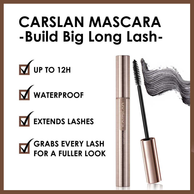 CARSLAN Volume Mascara Original Lengthening Mascara Cruelty Free Lash, No Flaking, No Clumping, Very Black