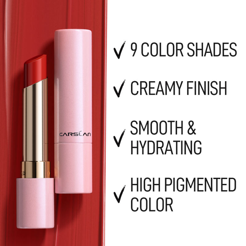 CARSLAN Moisturizing Creamy Lipstick, Long-lasting High Pigmented Lip Color, Smooth, Hydrating