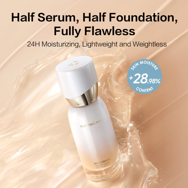 Carslan Sheer Liquid Foundation With Hydrating Serum, 24H Long-Lasting Moisturization, Medium Full Coverage, Anti-Aging, Build Dewy Health Skin