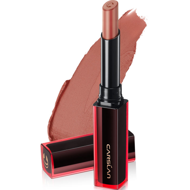 CARSLAN Light Cream Longwear Lipstick, 12H Longlasting Matte Lipstick, High Impact Lip color with Moisturizing Formula with Vitamin E,0.06 Oz