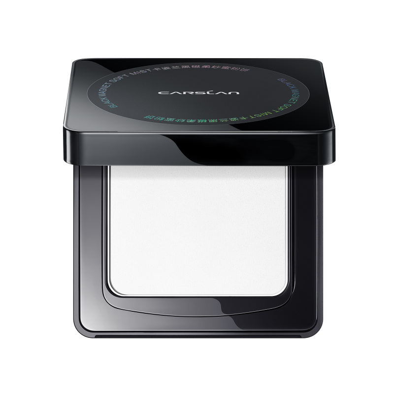 CARSLAN Black Magnet Pressed Setting Powder, 24H Longlasting Oil Control Translucent Powder, Poreless, Waterproof, Lightweight, No Caking