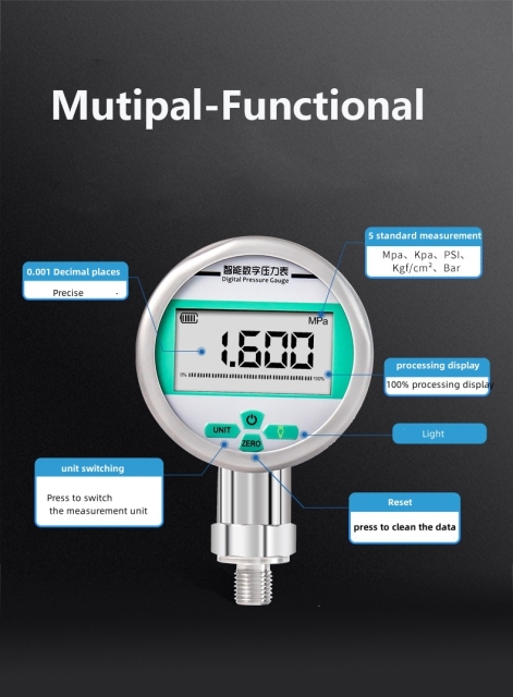 Night vision date record digital pressure gauge