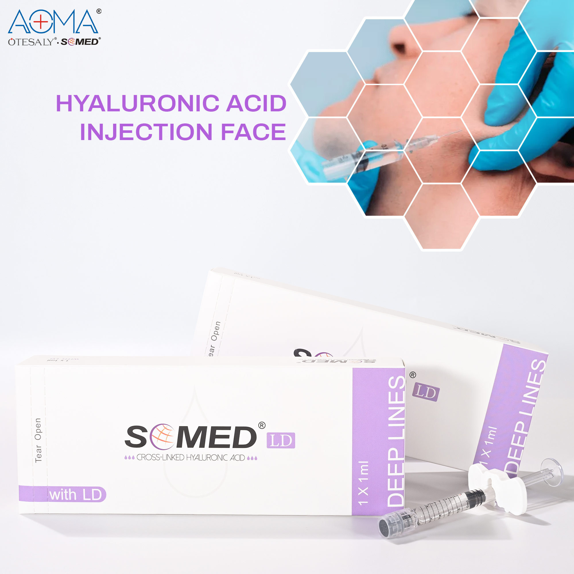 PAINLESS SOMED DEEP LINES 1ML LIDO INJECTABLE DERMAL FILLER TEMPLE