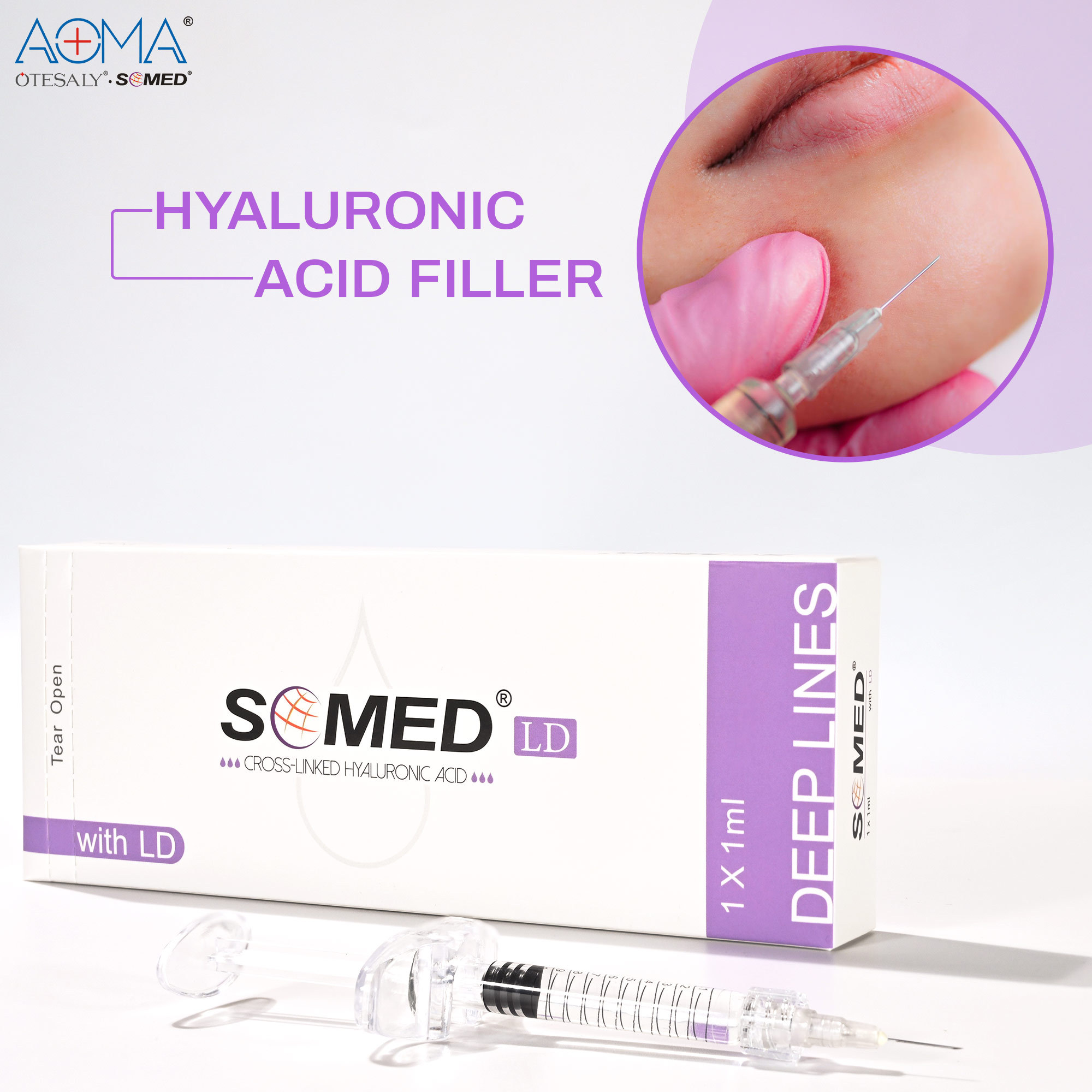 PAINLESS SOMED DEEP LINES 1ML LIDO INJECTABLE DERMAL FILLER TEMPLE