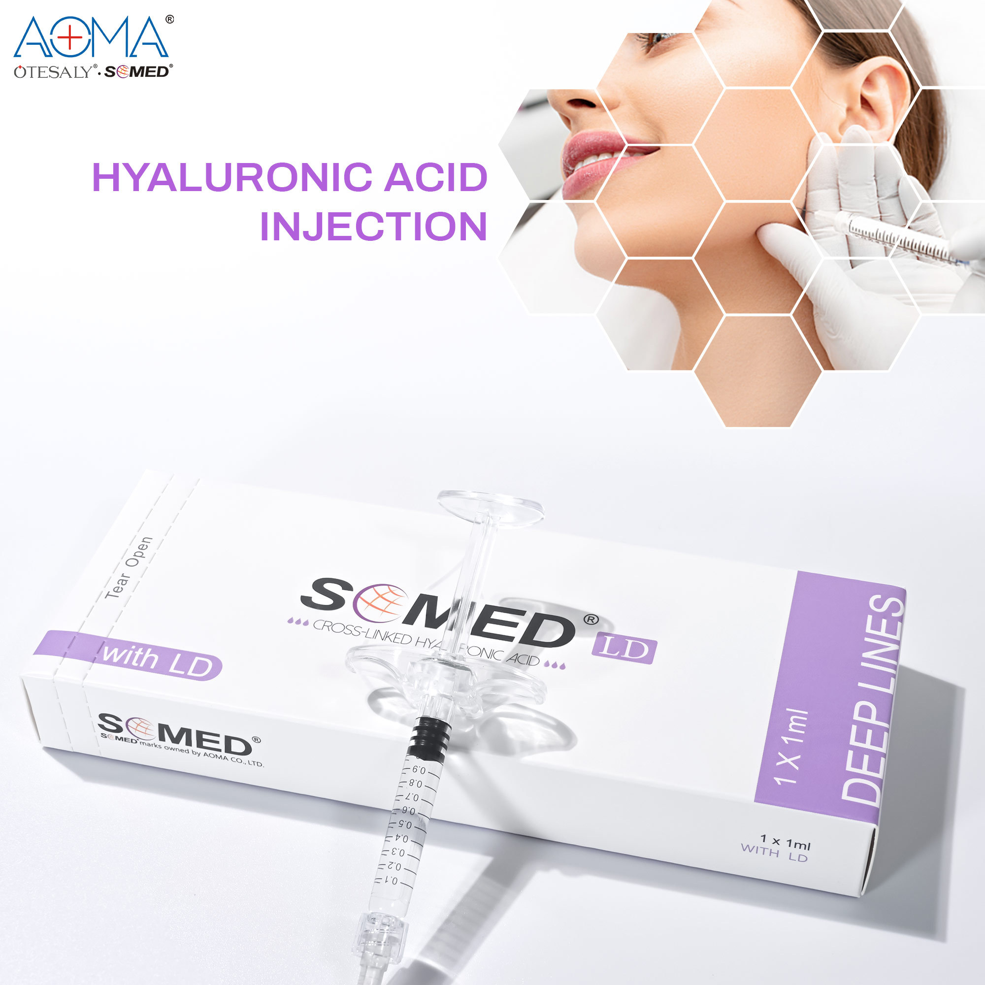 PAINLESS SOMED DEEP LINES 1ML LIDO INJECTABLE DERMAL FILLER TEMPLE