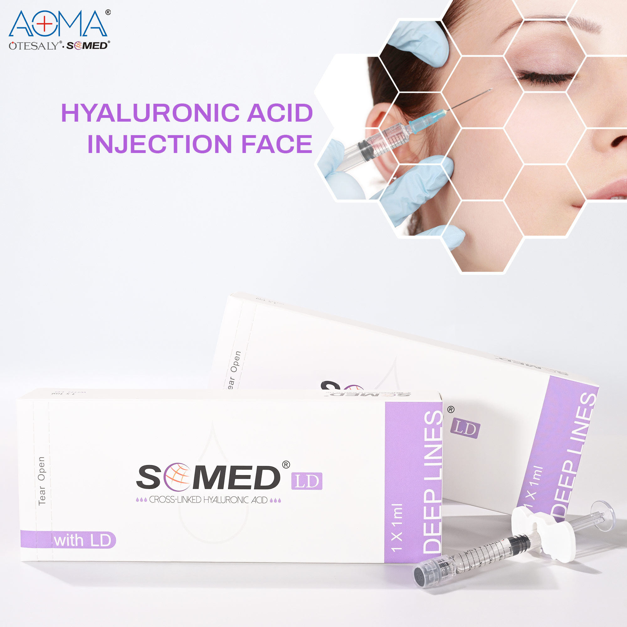 PAINLESS SOMED DEEP LINES 1ML LIDO INJECTABLE DERMAL FILLER TEMPLE