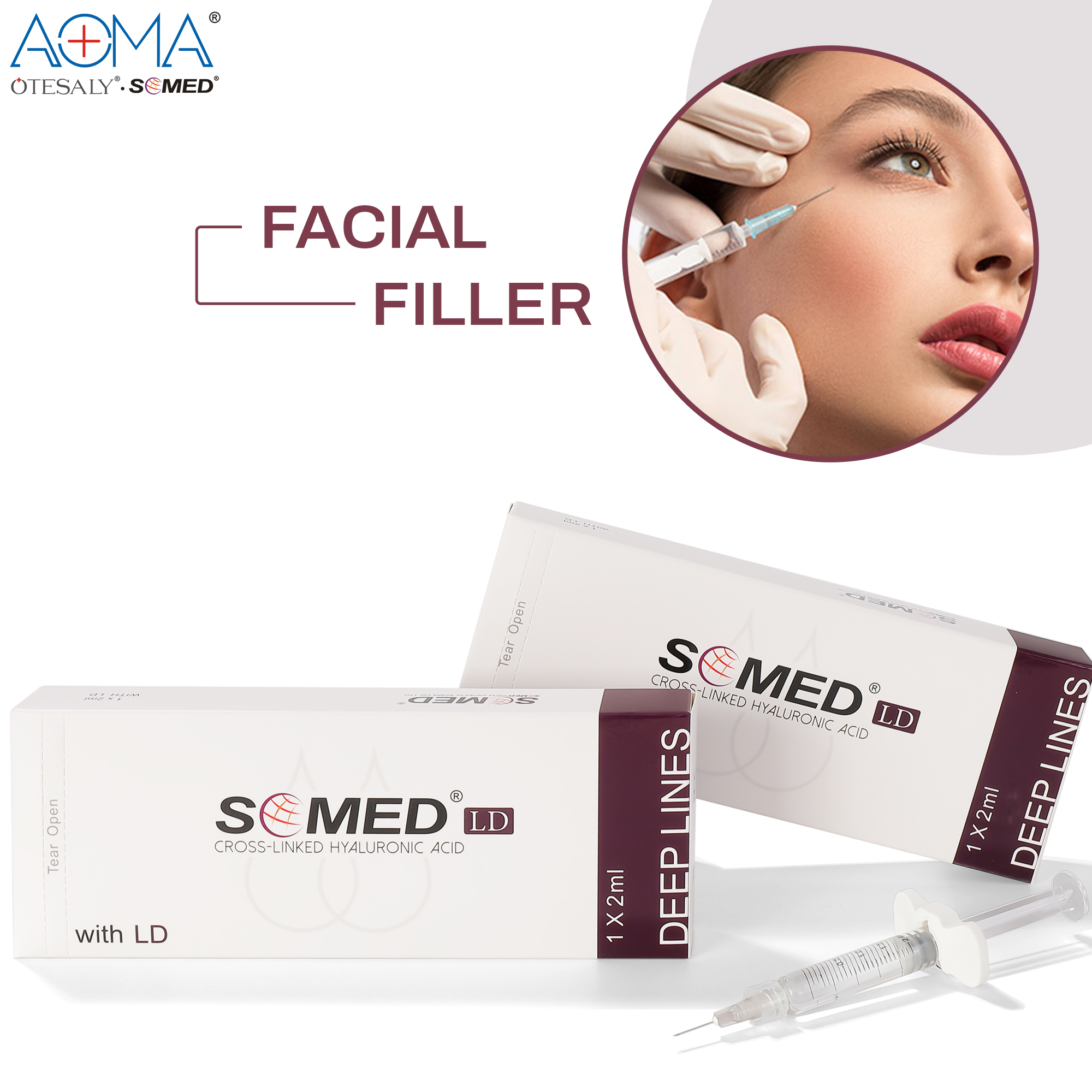 NON ANIMAL SOMED DEEP LINES 2ML LIDO ANTI WRINKLES INJECTION CHEEK DEPRESSION