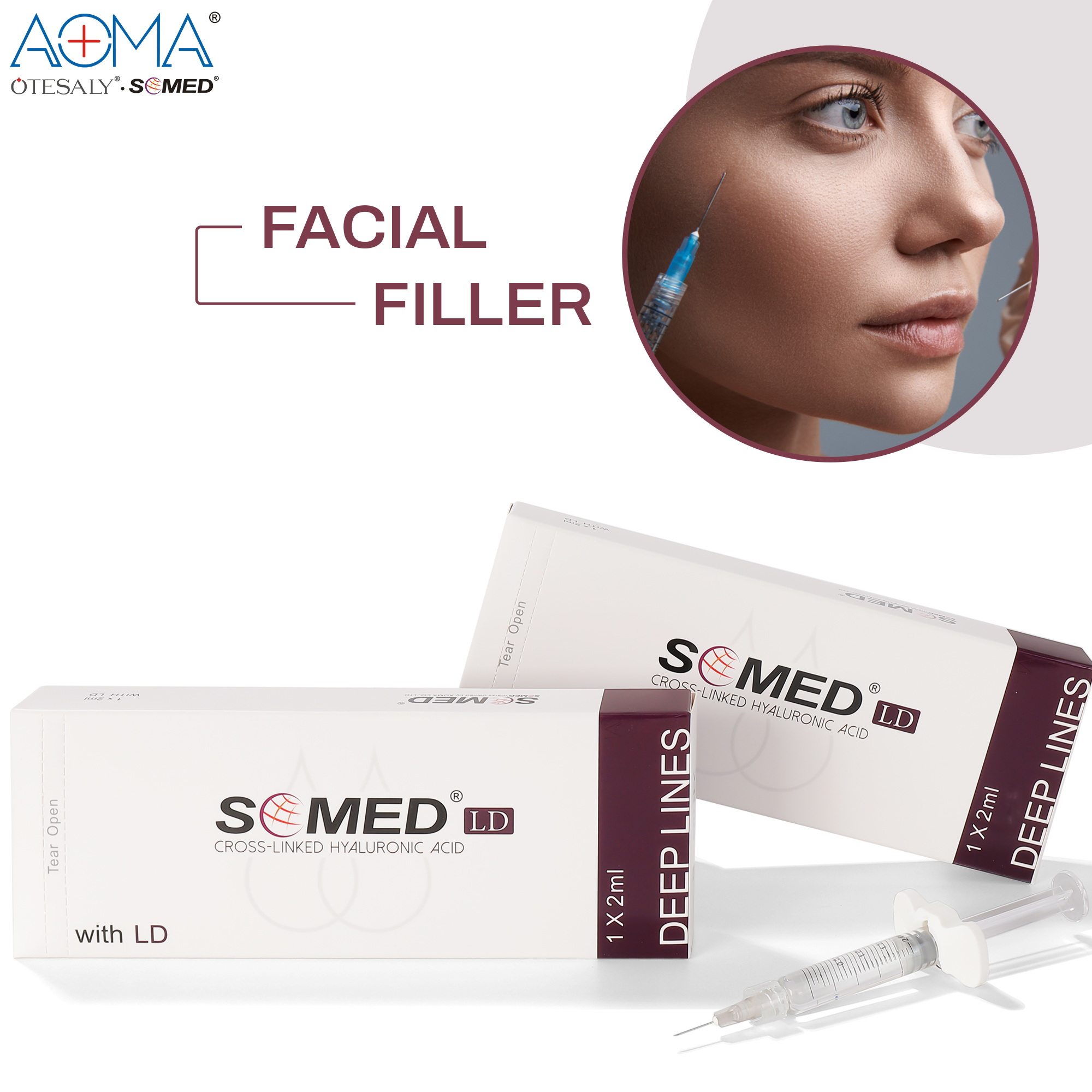 NON ANIMAL SOMED DEEP LINES 2ML LIDO ANTI WRINKLES INJECTION CHEEK DEPRESSION