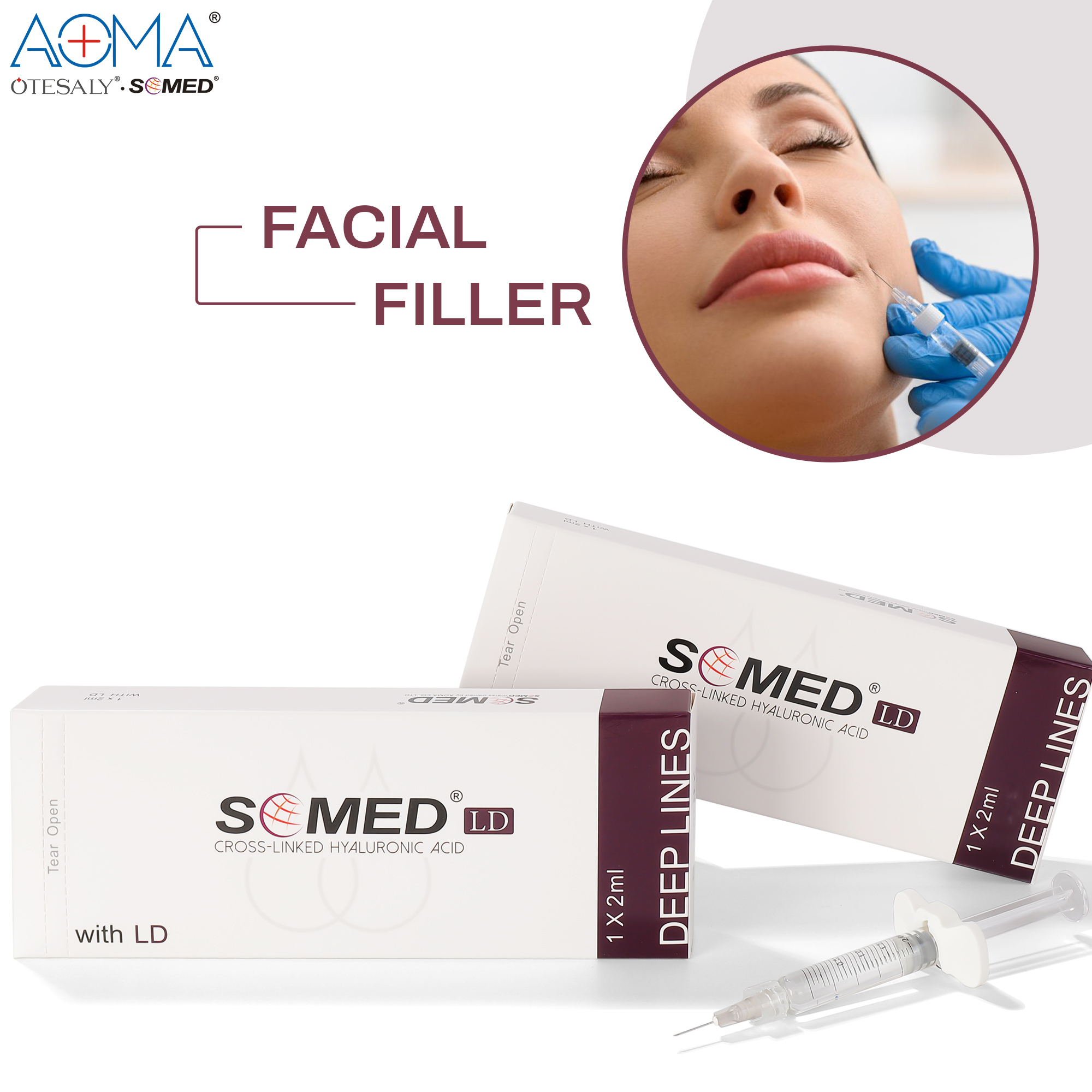NON ANIMAL SOMED DEEP LINES 2ML LIDO ANTI WRINKLES INJECTION CHEEK DEPRESSION