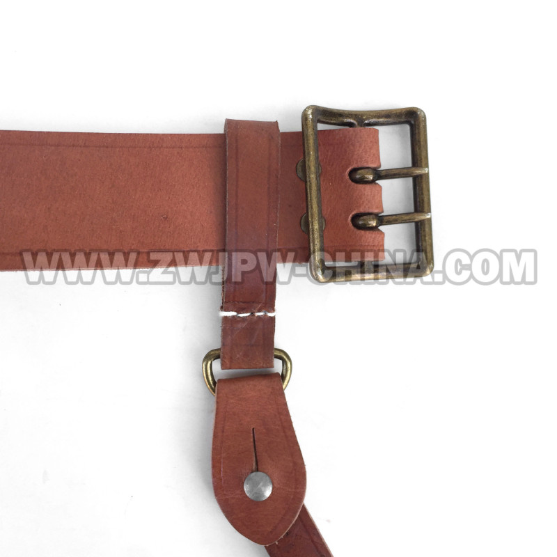 China Cavalry Oblique Cross Belt Brown Leather