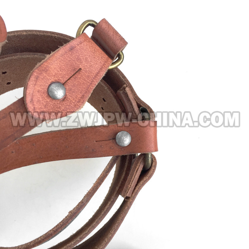 China Cavalry Oblique Cross Belt Brown Leather