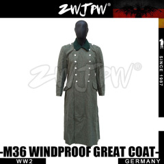 German WW2 Army WH SS M36 Gray Wool Outdoor Windroof Great Coat