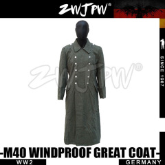 German WW2 Army WH SS M40 Field Gray Wool Outdoor Windproof Great Coat