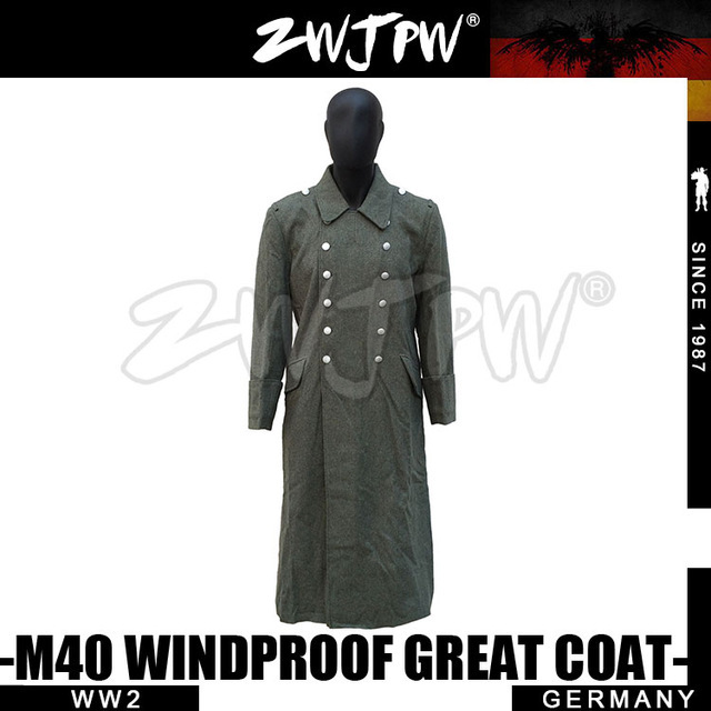 German WW2 Army WH SS M40 Field Gray Wool Outdoor Windproof Great Coat