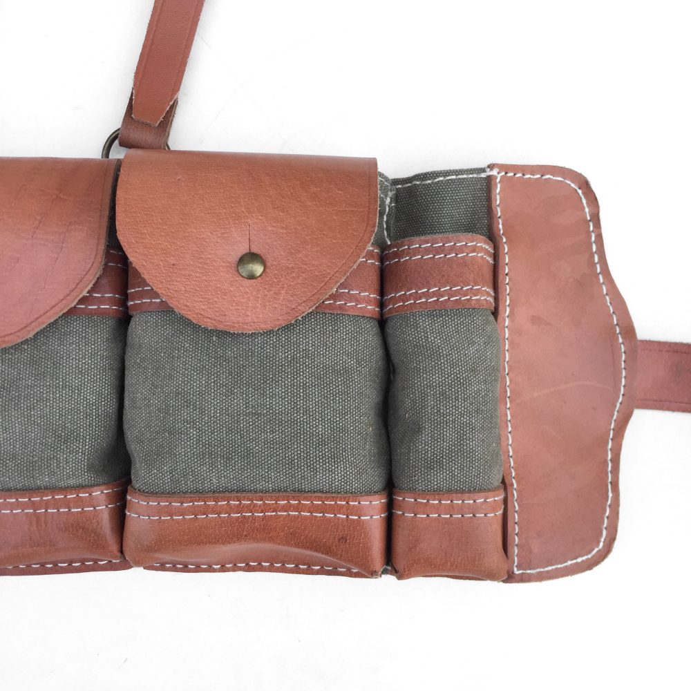 China Army Czech Army Leather Canvas Hunting Ammo Pouch Magazine Bag 4 Clips Replica