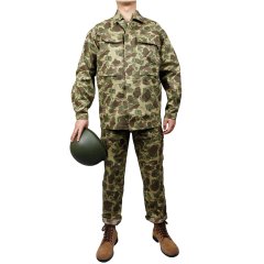WW2 US Army Military ARMY HBT PACIFIC CAMOUFLAGE JACKET AND PANTS COTTON PARATROOPER DUCK HUNTER UNIFORM