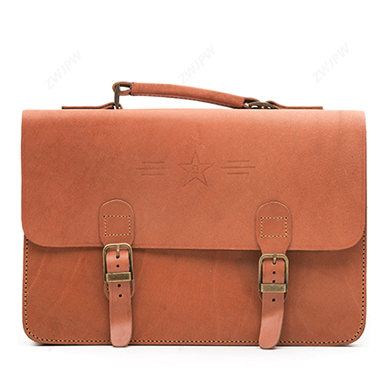 China Army Briefcase Genuine Leather File Handbag