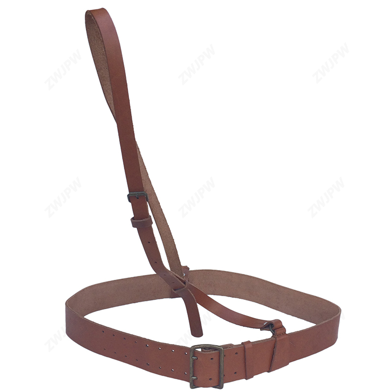 China Cavalry Oblique Cross Belt Brown Leather