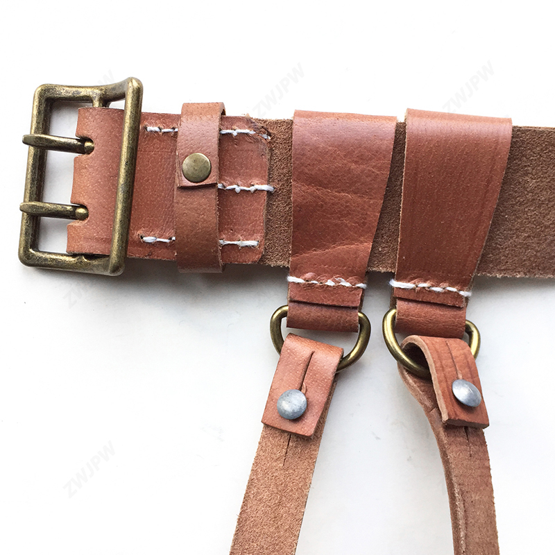 China Cavalry Oblique Cross Belt Brown Leather