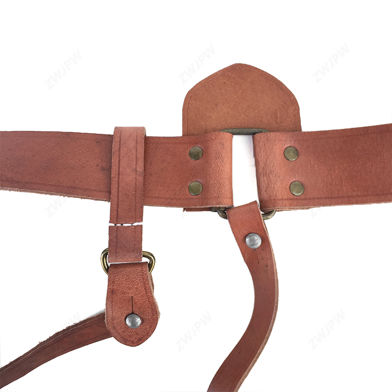 China Army KMT General Oblique Belt Liberation Period Tactical Leather Brown