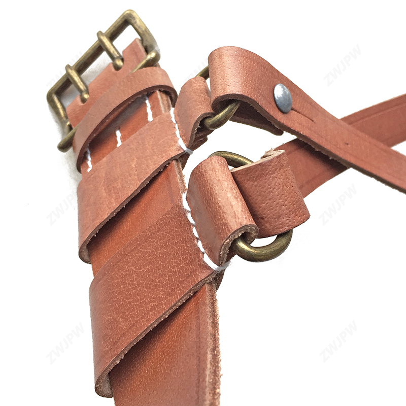 China Cavalry Oblique Cross Belt Brown Leather