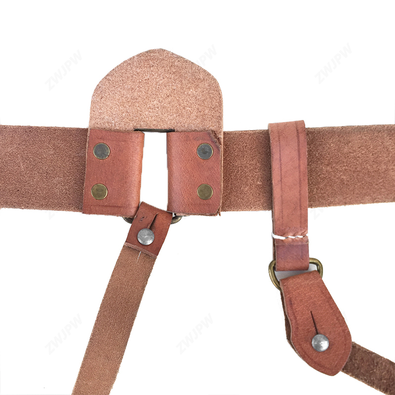China Army KMT General Oblique Belt Liberation Period Tactical Leather Brown