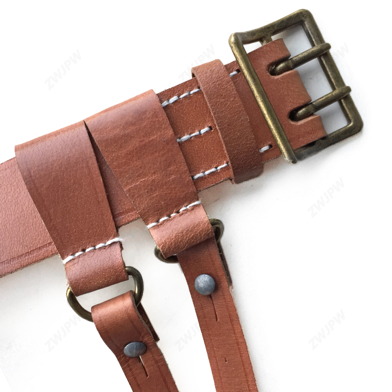China Cavalry Oblique Cross Belt Brown Leather