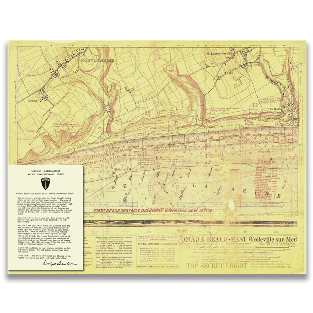 WW2 The American Normandy landing High-definition large map of Omaha Beach Reproduction