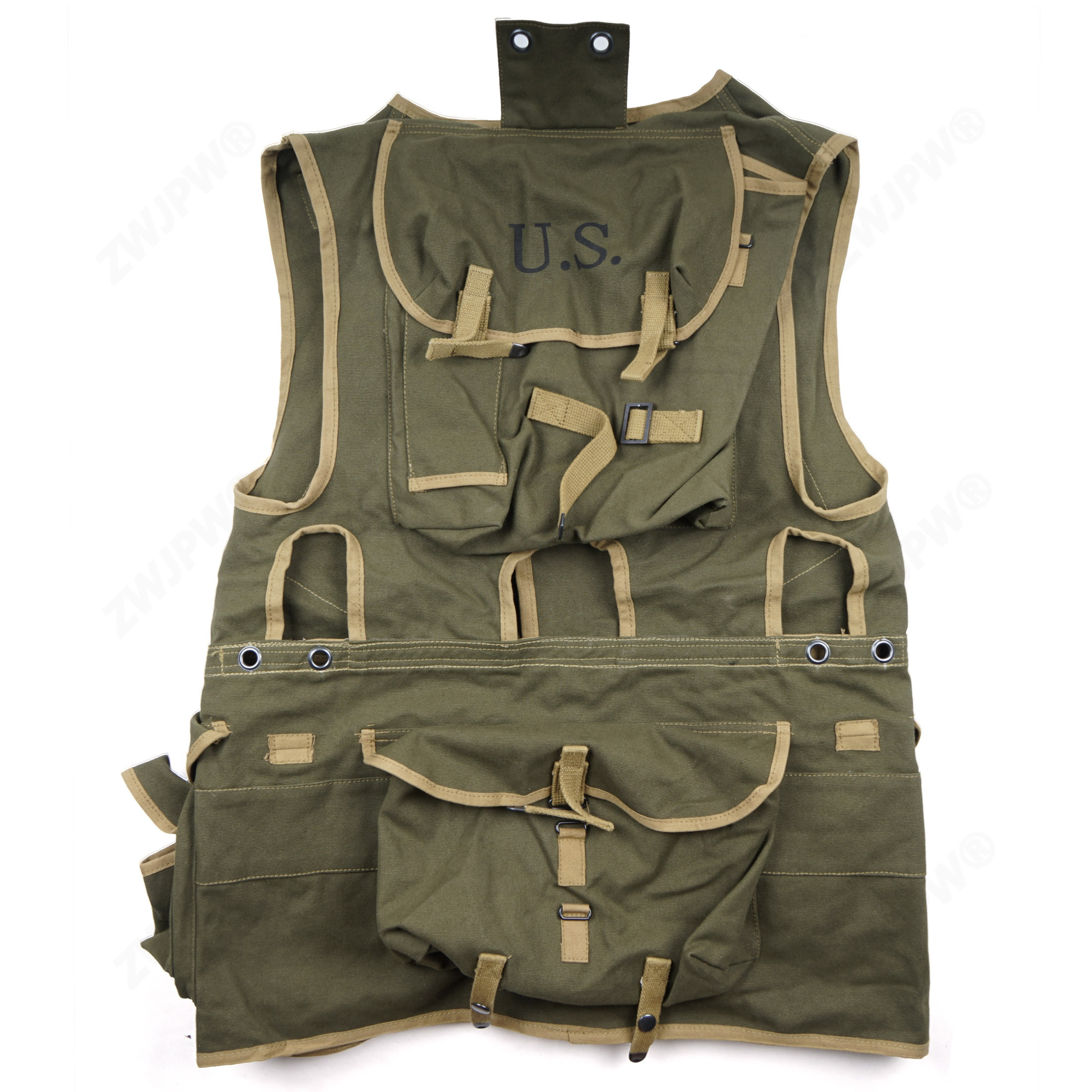 WW2 US ARMY D- DAY ASSUAULT VEST KHAKI AND ARMY GREEN REPLICA