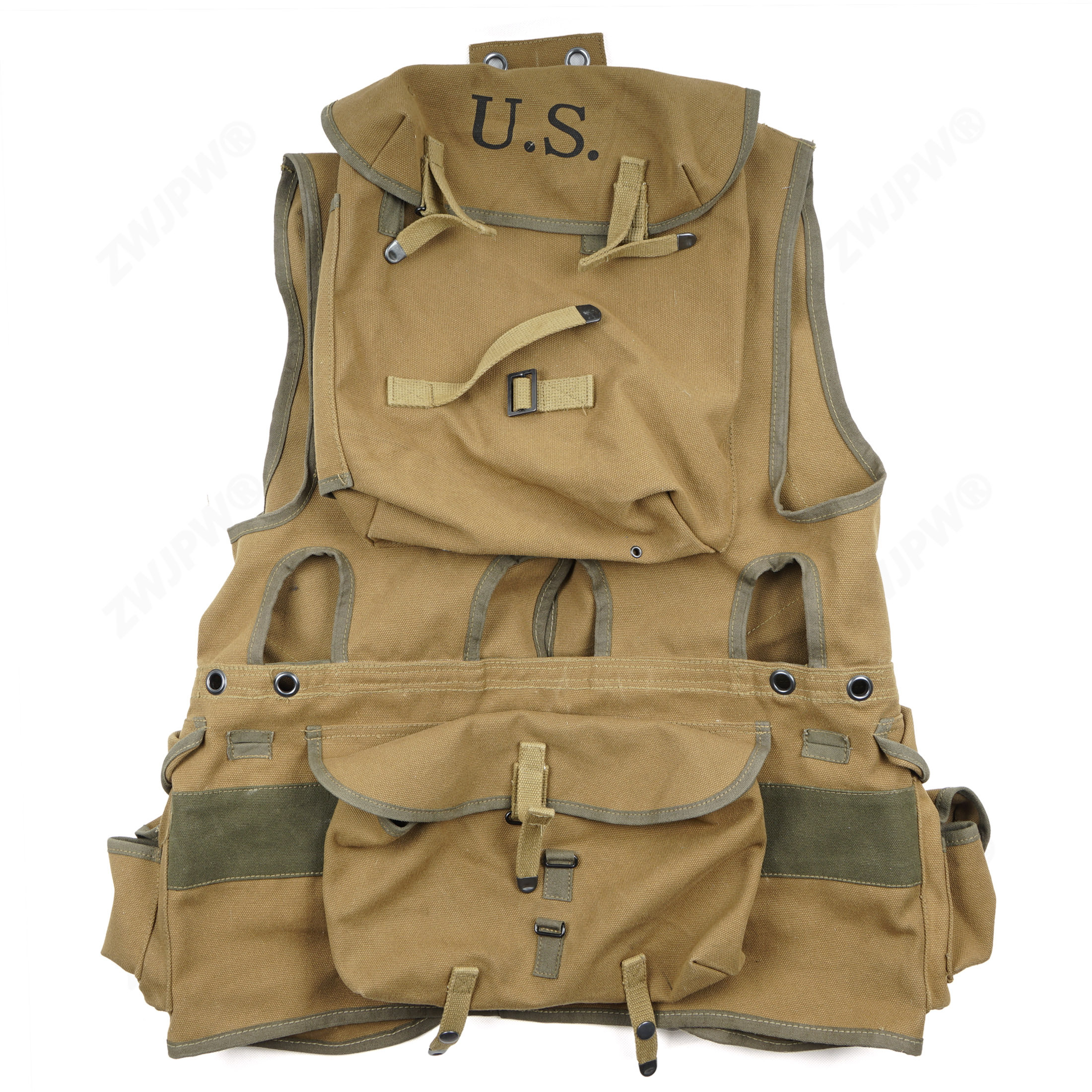 WW2 US ARMY D- DAY ASSUAULT VEST KHAKI AND ARMY GREEN REPLICA