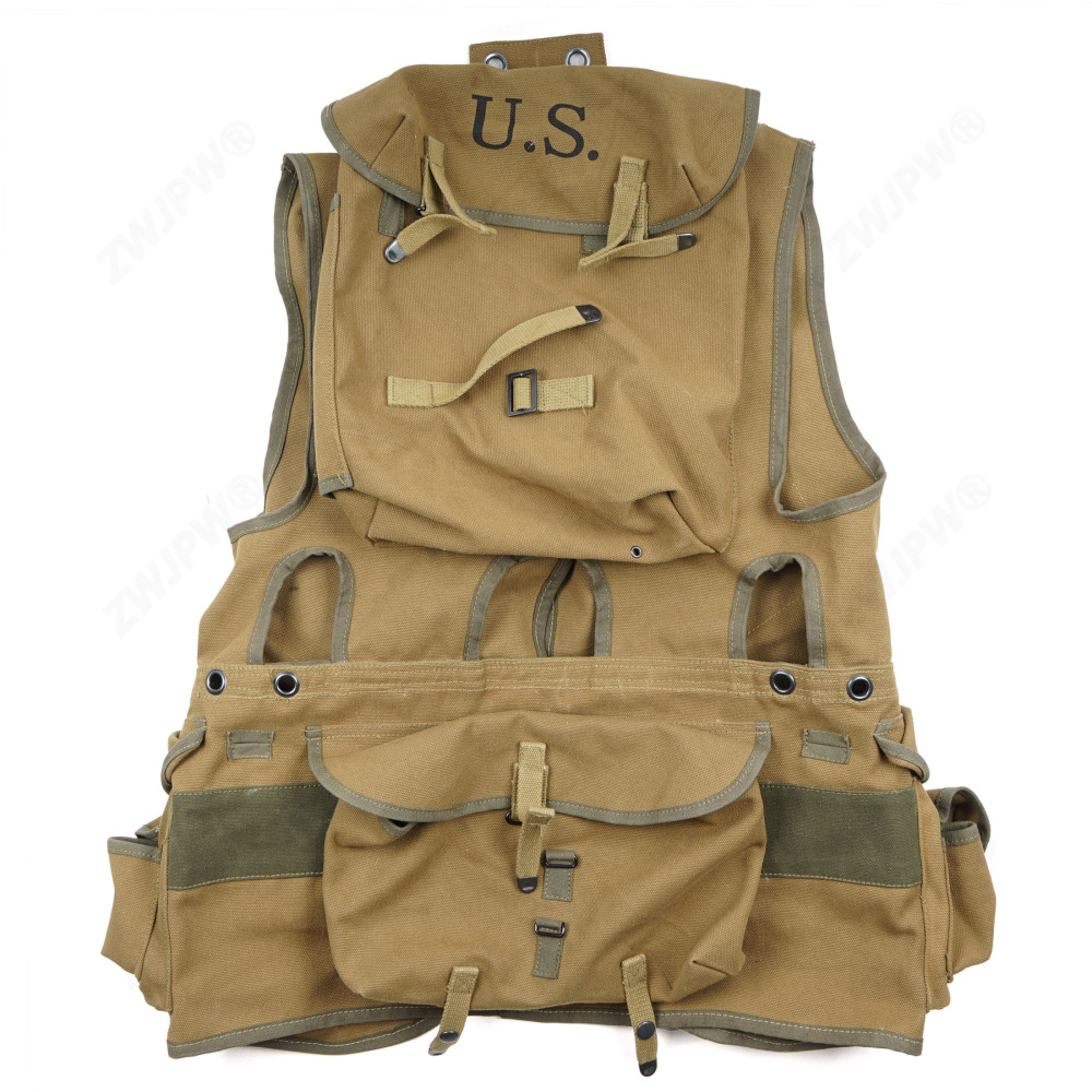 WW2 US ARMY D- DAY ASSUAULT VEST KHAKI AND ARMY GREEN REPLICA