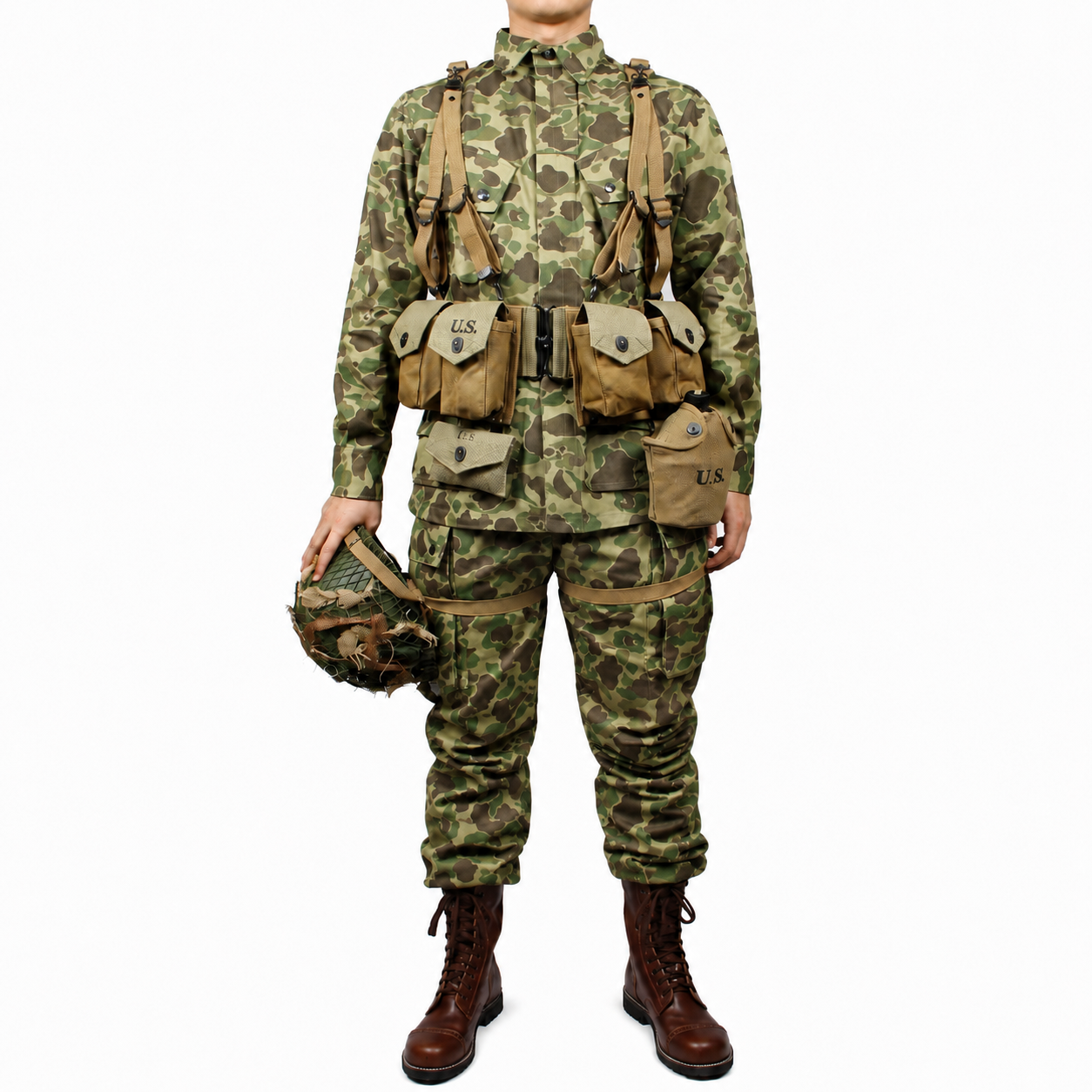 WW2 US Army Military ARMY M42 PACIFIC CAMOUFLAGE OTTON FASHION THE PACIFIC OCEAN PARATROOPER DUCK HUNTER UNIFORM  and  B. A.R.6