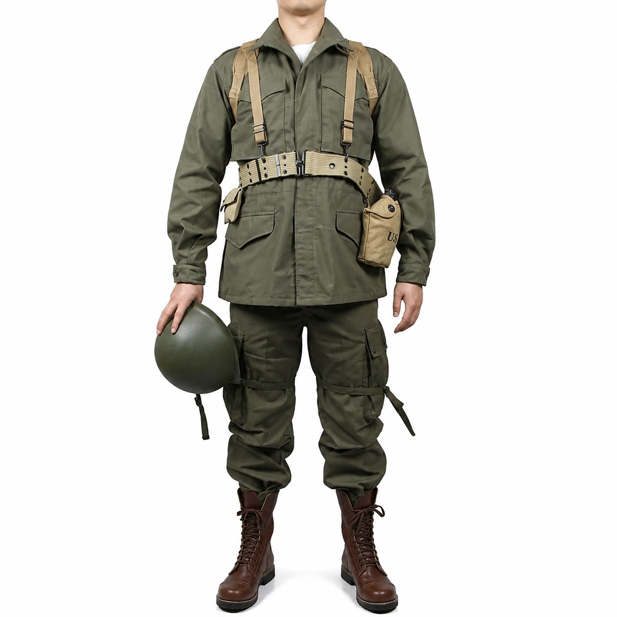 ww2 US army  green outdoor  M43 jacket Windbreaker uniform Pure cotton and1943  Equipment  Group（no shooes，no helmet）