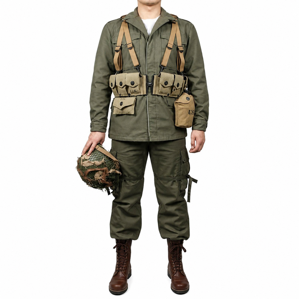WW2 US army  green outdoor  M43 jacket Windbreaker uniform Pure cotton and M1 Garand Equipment Combination(no shooes,no helmet)