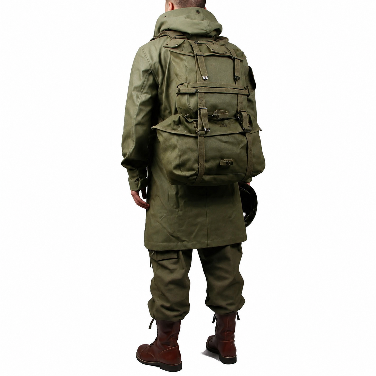 WW2 US MILITARY ARMY GREEN UNIFORM M47 COAT JACKET AND PANTS,and 1945 equipment combination(no helmet,no shooes)