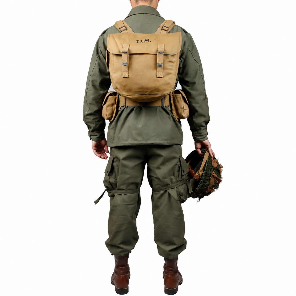 ww2 US army  green outdoor  M43 jacket Windbreaker uniform Pure cotton and B A. R equipment combination Normandy landing（no shooes，no helmet）