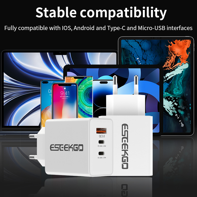 ESEEKGO PD-40 1A2C QC3.0+PD20W*2 Wall Charger
