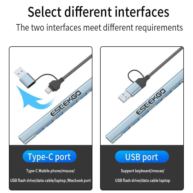 ESEEKGO HD-21 USB-C & USB3.0 to 7 Ports 7-in-1 HUB
