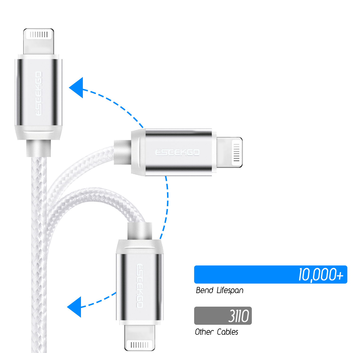 ESEEKGO CB-02 2.1A 1M Multi Solid Color Braided Data Cable