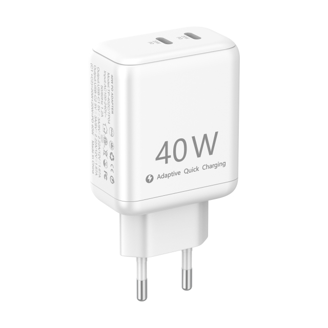 ESEEKGO C-40EU 40W Dual PD20W Travel Adapter（2 Ports / EU）