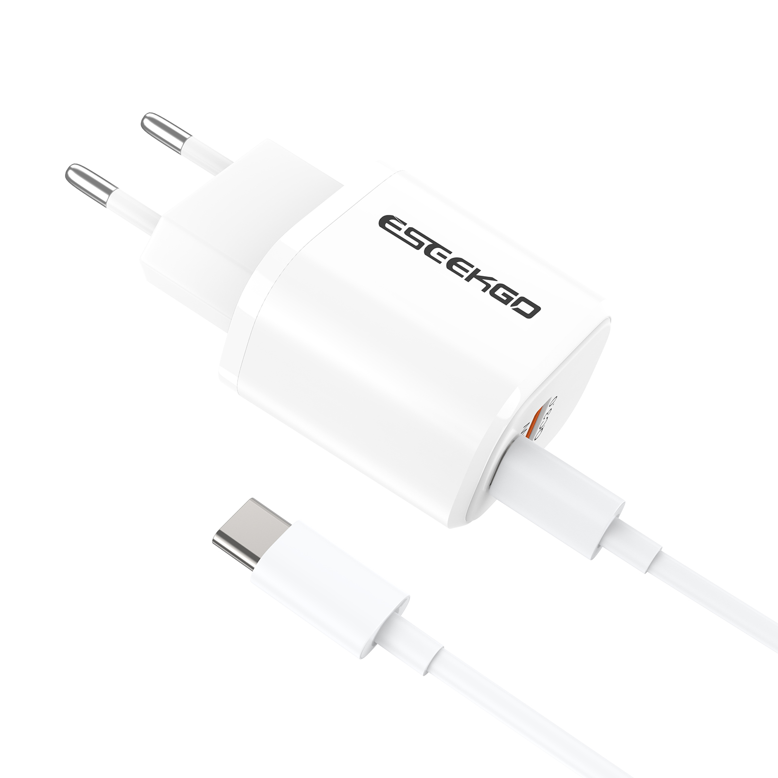 ESEEKGO ES-38EUC SET PD20W+QC3.0 Fast Wall Charger With 3.3FT USB C To USB-C Cable（2 Ports / EU）
